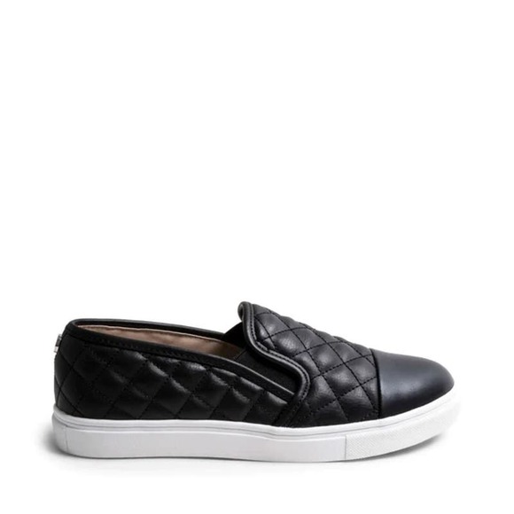 Steve Madden Kids Zaander Loafers 3 Black Quilted Cap Toe Slip-On Shoes Sneaker - Picture 1 of 11